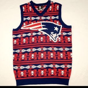 New England Patriots NFL Team Apparel Football Sweater Sleeveless Vest Sz Med